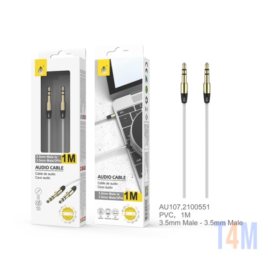 AUX JACK CABO ONEPLUS AU107 BL 3,5MM M/M 1M BRANCO